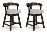 Haddigan Dark Brown Upholstered Swivel Barstool (Set of 2) (Online Special Price) - Ornate Home