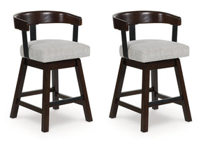 Haddigan Dark Brown Upholstered Swivel Barstool (Set of 2) (Online Special Price) - Ornate Home
