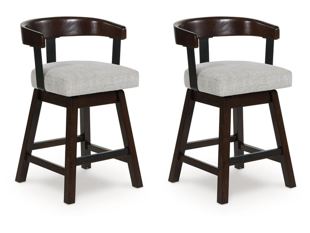 Haddigan Dark Brown Upholstered Swivel Barstool (Set of 2) (Online Special Price) - Ornate Home