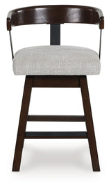 Haddigan Dark Brown Upholstered Swivel Barstool (Set of 2) (Online Special Price) - Ornate Home