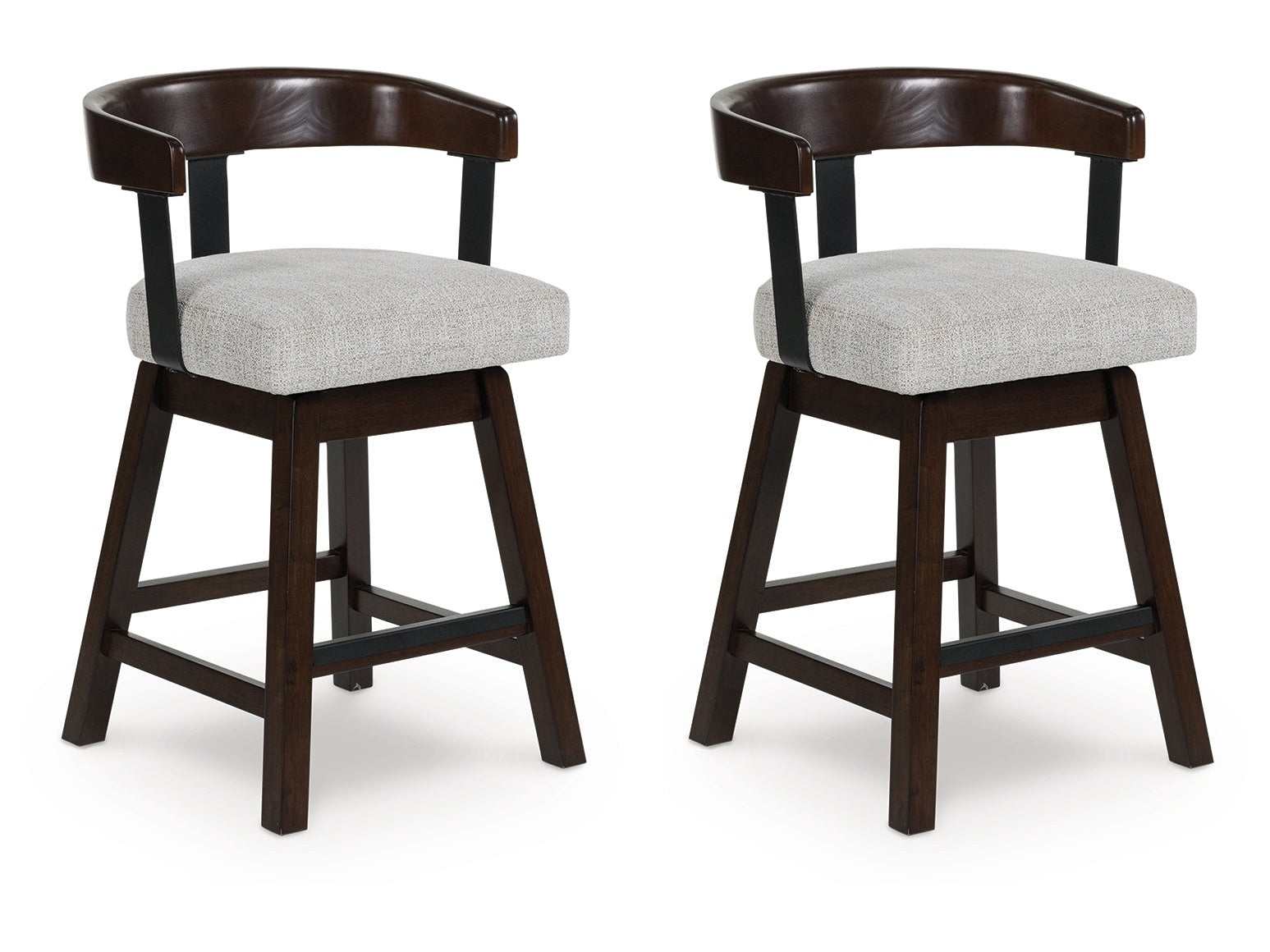 Haddigan Dark Brown Upholstered Swivel Barstool (Set of 2) - Ornate Home