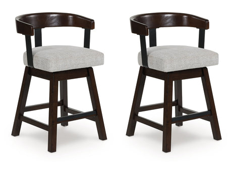 Haddigan Dark Brown Upholstered Swivel Barstool (Set of 2) - Ornate Home