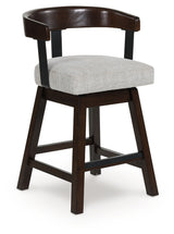 Haddigan Dark Brown Upholstered Swivel Barstool (Set of 2) - Ornate Home