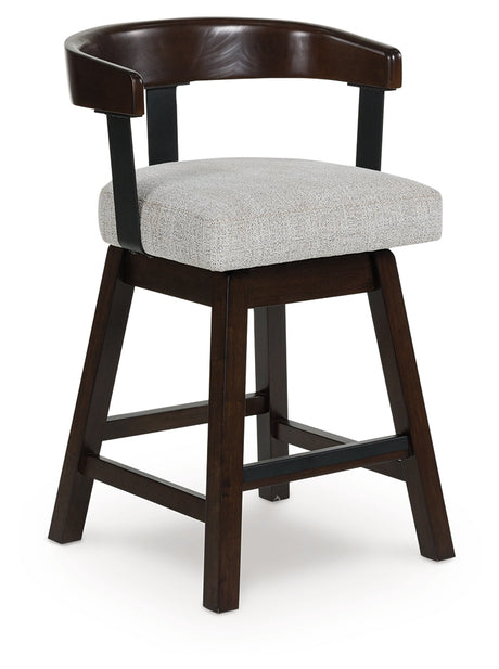 Haddigan Dark Brown Upholstered Swivel Barstool (Set of 2) - Ornate Home