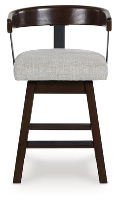 Haddigan Dark Brown Upholstered Swivel Barstool (Set of 2) - Ornate Home