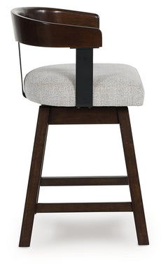 Haddigan Dark Brown Upholstered Swivel Barstool (Set of 2) - Ornate Home