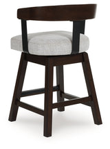 Haddigan Dark Brown Upholstered Swivel Barstool (Set of 2) - Ornate Home