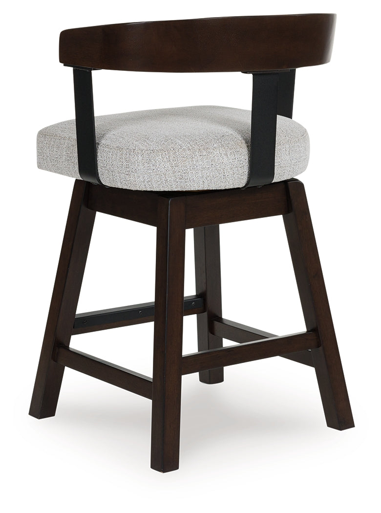 Haddigan Dark Brown Upholstered Swivel Barstool (Set of 2) - Ornate Home