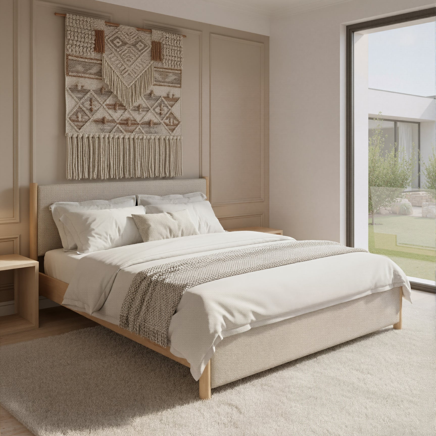 Hadi Beige & Natural King Bed - Ornate Home
