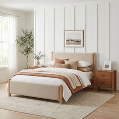 Hadi Beige & Natural Queen Bed - Ornate Home
