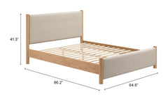 Hadi Beige & Natural Queen Bed - Ornate Home