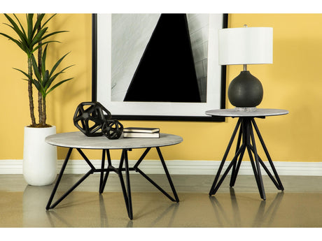 Hadi Cement 2-piece Round SmartTop Coffee and End Table Set - Ornate Home