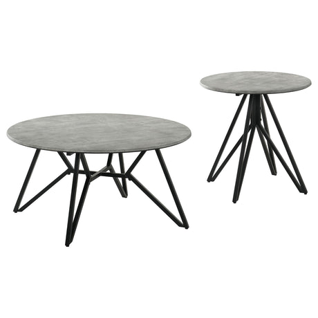 Hadi Cement 2-piece Round SmartTop Coffee and End Table Set - Ornate Home