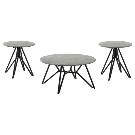 Hadi Cement 3-piece Round SmartTop Coffee and End Table Set - Ornate Home