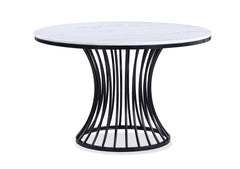 Hadley Light Gray/Black Faux Marble Top Round Dining Set - Ornate Home