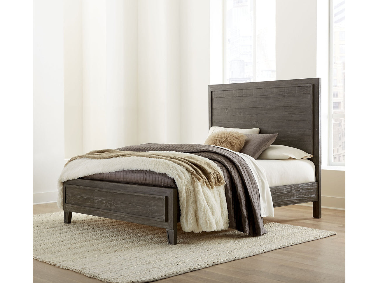 Hadley Solid Wood California King Panel Bed in Onyx - Ornate Home