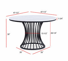 Hadley White/Black Faux Marble Top Round Dining Set - Ornate Home