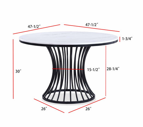 Hadley White/Black Faux Marble Top Round Dining Set - Ornate Home