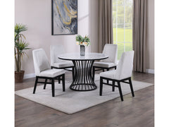 Hadley White/Black Faux Marble Top Round Dining Set - Ornate Home