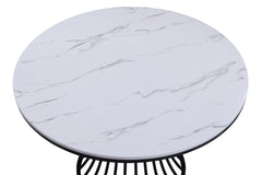 Hadley White/Black Faux Marble Top Round Dining Set - Ornate Home