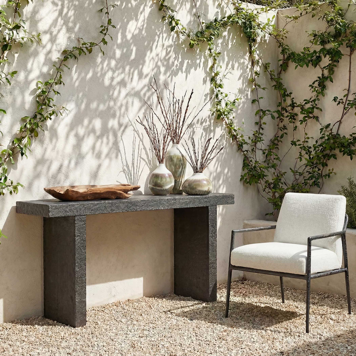 Hagan Slate Indoor-Outdoor Console Table - Ornate Home
