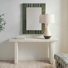 Hagan White Indoor-Outdoor Limestone Console Table - Ornate Home