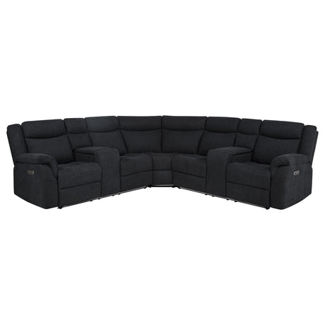 Hagen Steel Grey Upholstered Power Reclining Sectional Sofa - Ornate Home