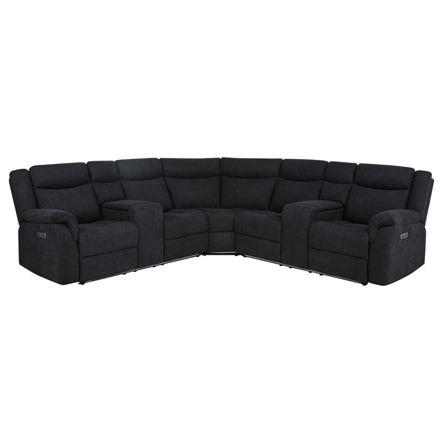 Hagen Steel Grey Upholstered Power Reclining Sectional Sofa - Ornate Home