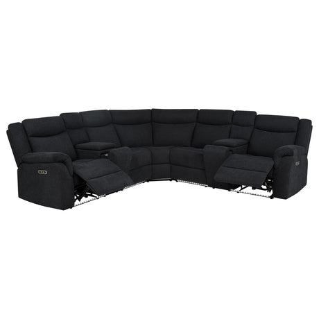 Hagen Steel Grey Upholstered Power Reclining Sectional Sofa - Ornate Home
