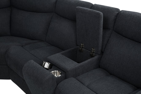 Hagen Steel Grey Upholstered Power Reclining Sectional Sofa - Ornate Home