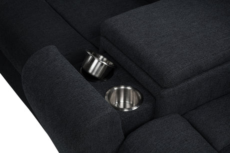 Hagen Steel Grey Upholstered Power Reclining Sectional Sofa - Ornate Home