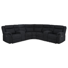Hagen Steel Grey Upholstered Power Reclining Sectional Sofa - Ornate Home