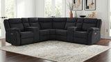Hagen Steel Grey Upholstered Power Reclining Sectional Sofa - Ornate Home