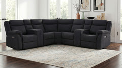 Hagen Steel Grey Upholstered Power Reclining Sectional Sofa - Ornate Home