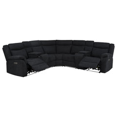 Hagen Steel Grey Upholstered Power Reclining Sectional Sofa - Ornate Home