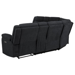 Hagen Steel Grey Upholstered Power Reclining Sectional Sofa - Ornate Home