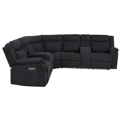 Hagen Steel Grey Upholstered Power Reclining Sectional Sofa - Ornate Home