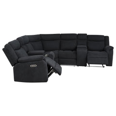 Hagen Steel Grey Upholstered Power Reclining Sectional Sofa - Ornate Home