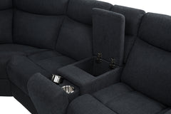 Hagen Steel Grey Upholstered Power Reclining Sectional Sofa - Ornate Home