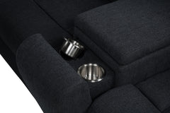 Hagen Steel Grey Upholstered Power Reclining Sectional Sofa - Ornate Home
