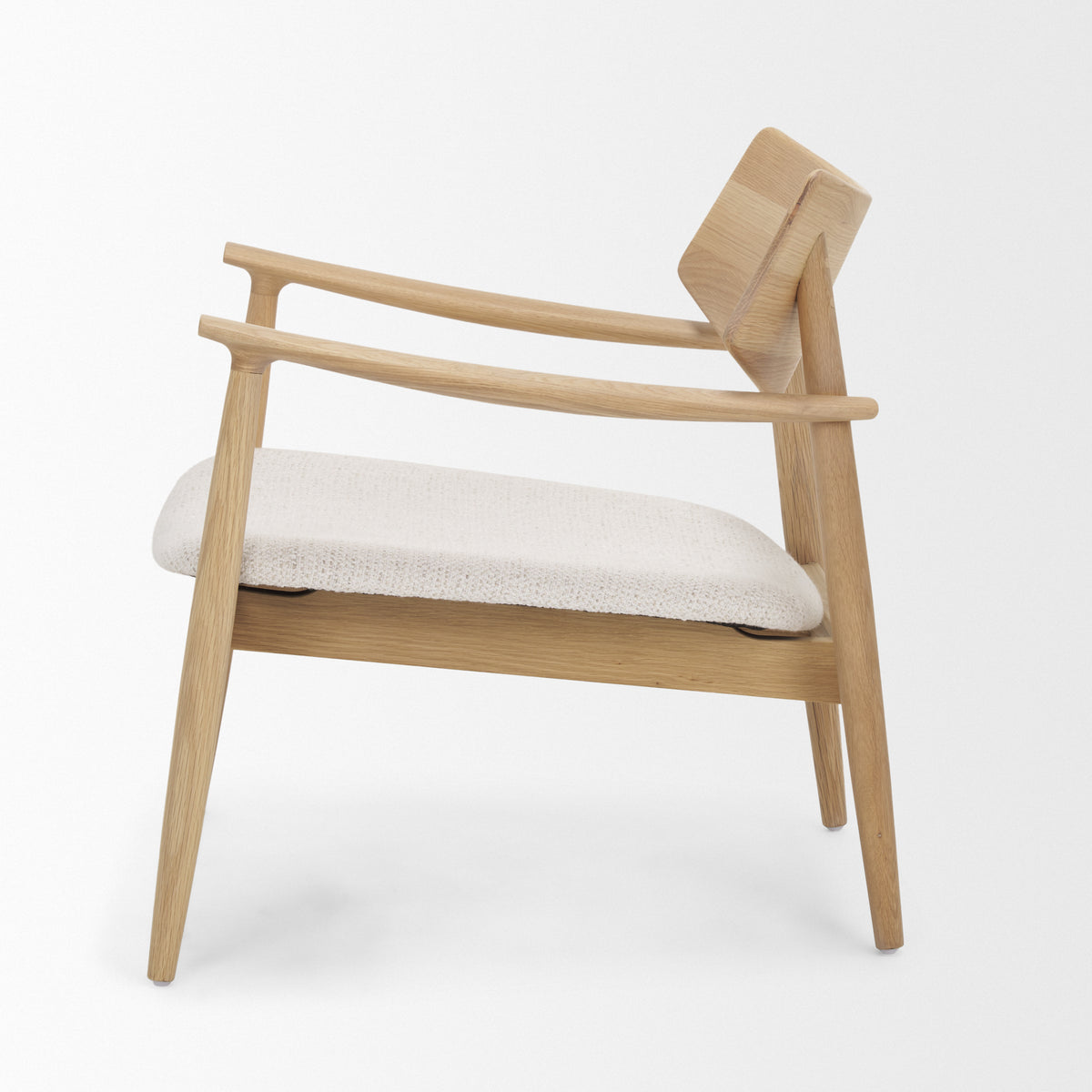 Haggen Light Brown/Cream Oak Wood Fabric Accent Chair