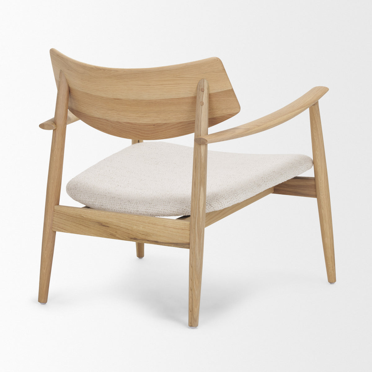 Haggen Light Brown/Cream Oak Wood Fabric Accent Chair