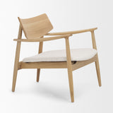 Haggen Light Brown/Cream Oak Wood Fabric Accent Chair
