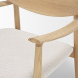 Haggen Light Brown/Cream Oak Wood Fabric Accent Chair