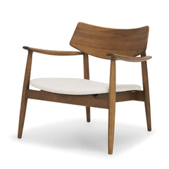 Haggen Medium Brown/Cream Oak Wood Fabric Accent Chair