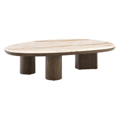 Haidar Natural Marble/Brown Coffee Table - Ornate Home