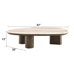 Haidar Natural Marble/Brown Coffee Table - Ornate Home