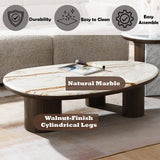 Haidar Natural Marble/Brown Coffee Table - Ornate Home