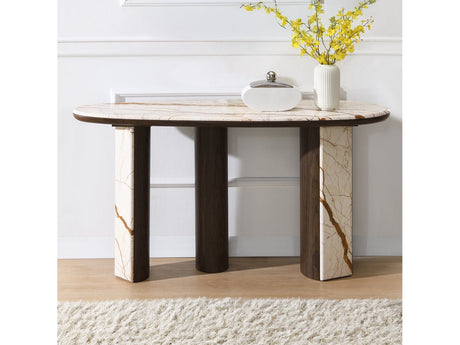 Haidar Natural Marble/Brown Console Table - Ornate Home