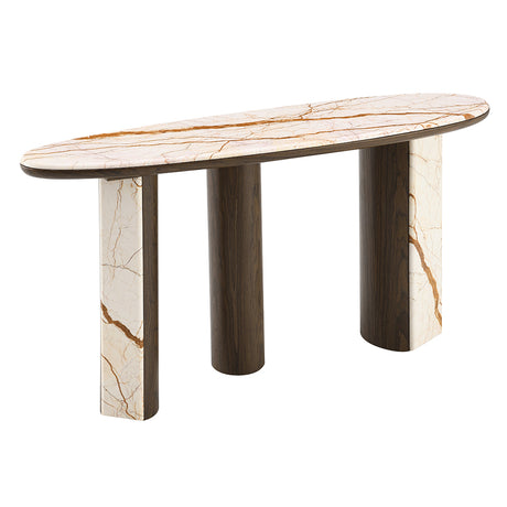 Haidar Natural Marble/Brown Console Table - Ornate Home